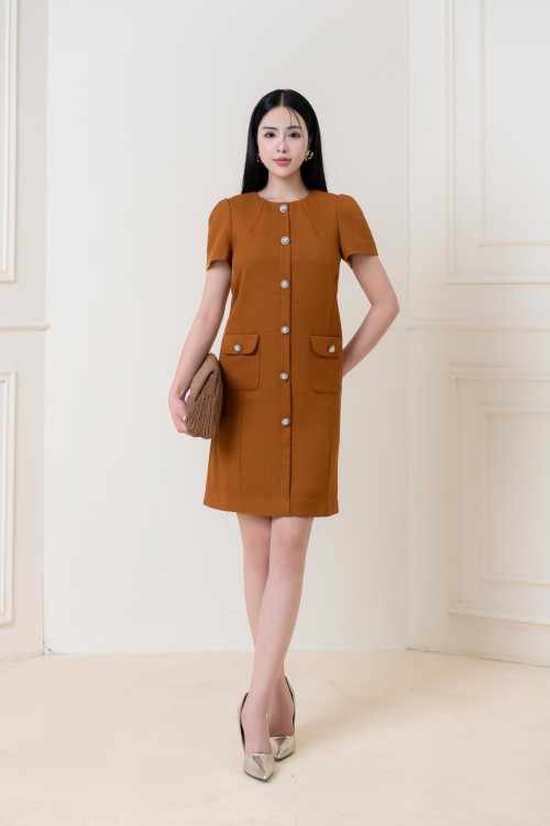 Caramel Midi Raw Dress