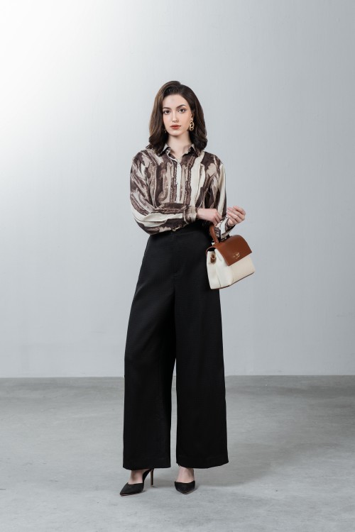 Black Wide Leg Woven Pants 5