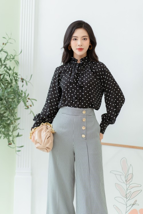 Polka Big Midi Woven Top