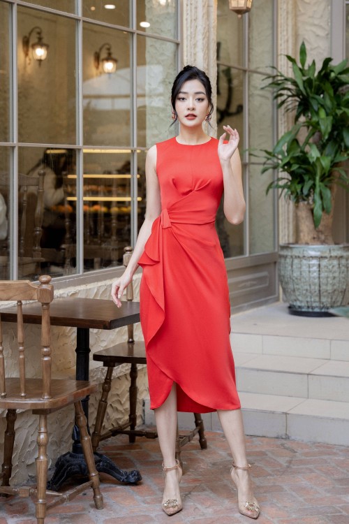 Sleeveless Midi Silk Dress