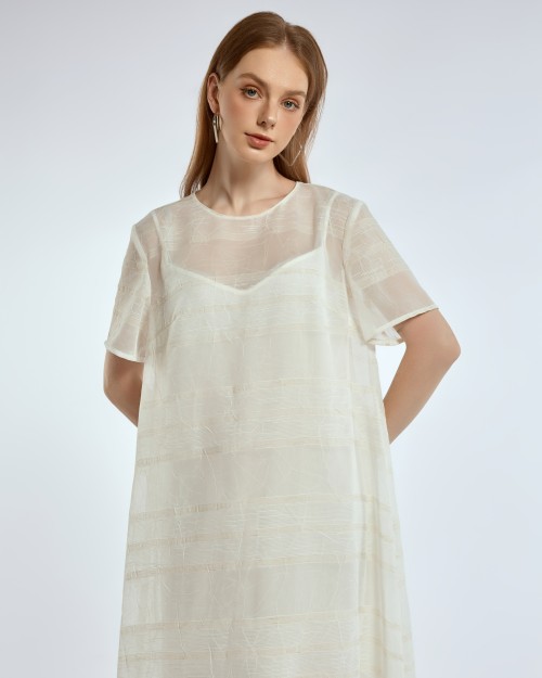 DRESS - SIXDO G-White Organza Loose Dress for Women