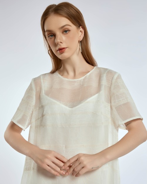 chinese dress ladies Solid Semi Sheer Cut out Split Lace Dress Summer Vintage Beach Wear Loose  Casual Boho Maxi Dress main image 1