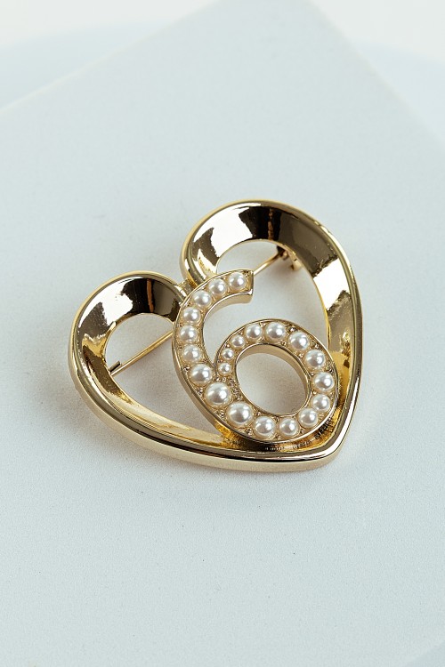 Gold Six Heart Brooch