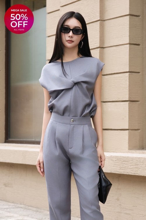 Gray Raw Blouse