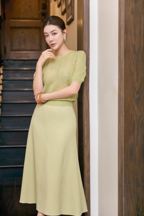 Light Olive Green Knit Blouse