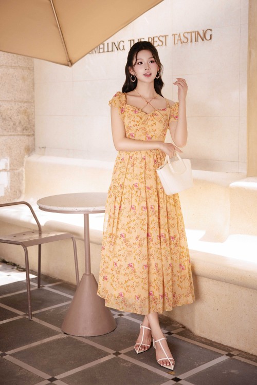Floral Midi Voile Dress 5