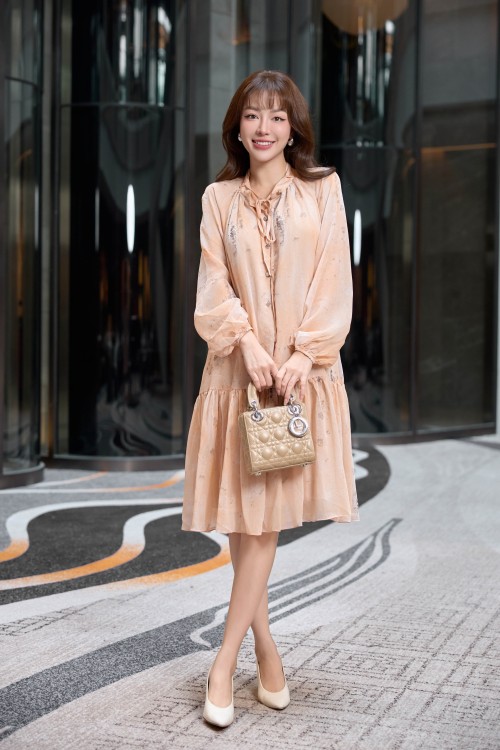 Salmon Voile Loose Dress