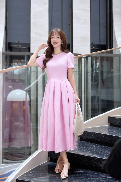 Light Pink Woven Flared Dress