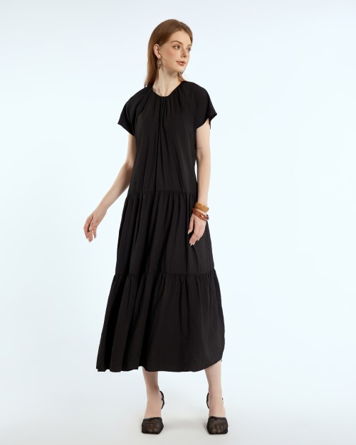 SIXDO G-Black Raw Loose Dress for Women