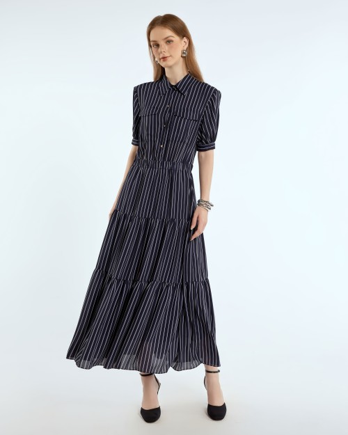 SIXDO Chiffon Flared Dress for Women