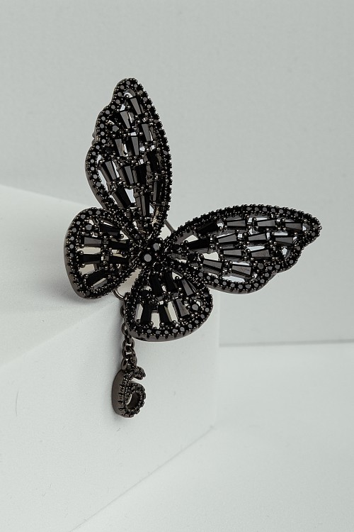 Black Butterfly & Six Brooch