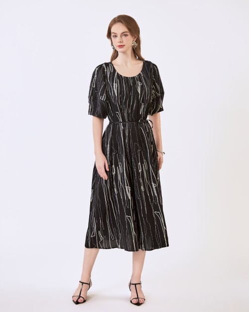 SIXDO6 G-Black Woven Loose Dress
