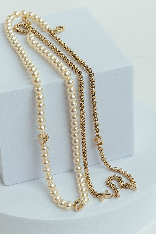 Pearl And Chain Layers Necklace
