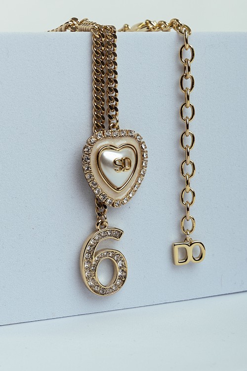 Heart And Number Six Chain Necklace