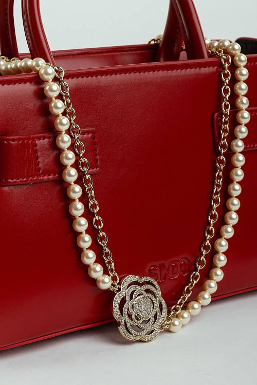 Camelia Pearl And Chain Layers Necklace