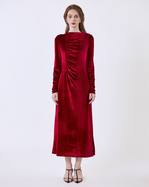 G-Red Woven Flared Dress