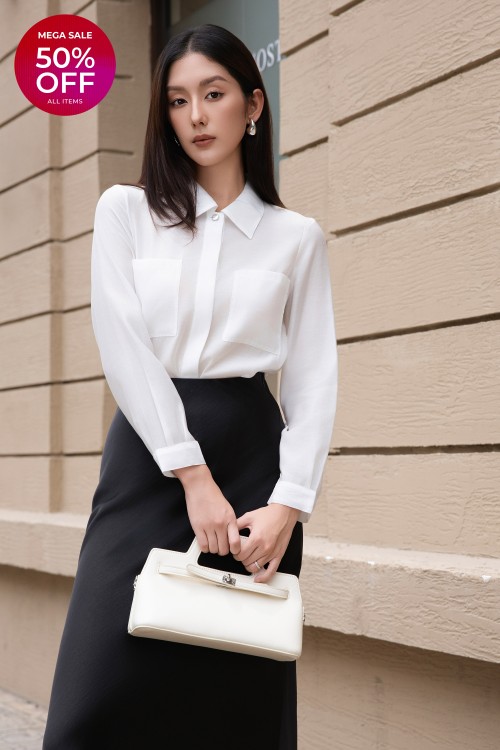 White Long Sleeves Organza Shirt