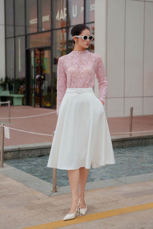 White Tuytsi Flared Skirt