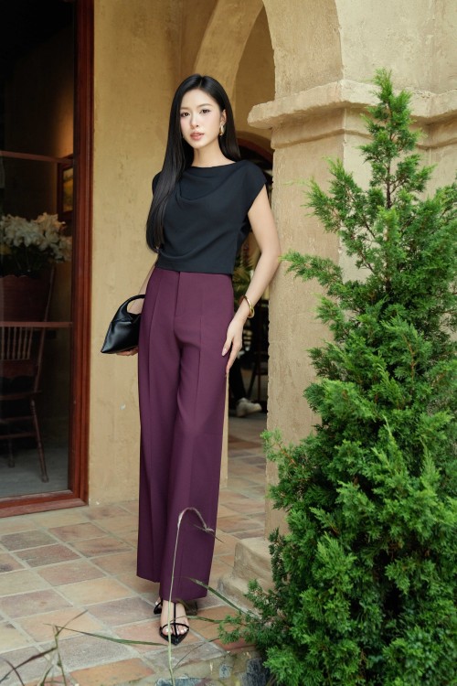 Sixdo Black Silk Blouse