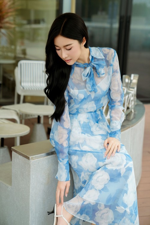 Sixdo Blue Voile Blouse