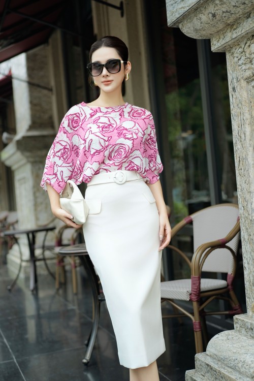 Sixdo Pink Floral Woven Blouse