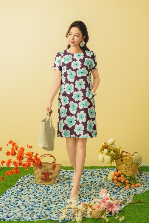 Sixdo Floral Mini Raw Dress