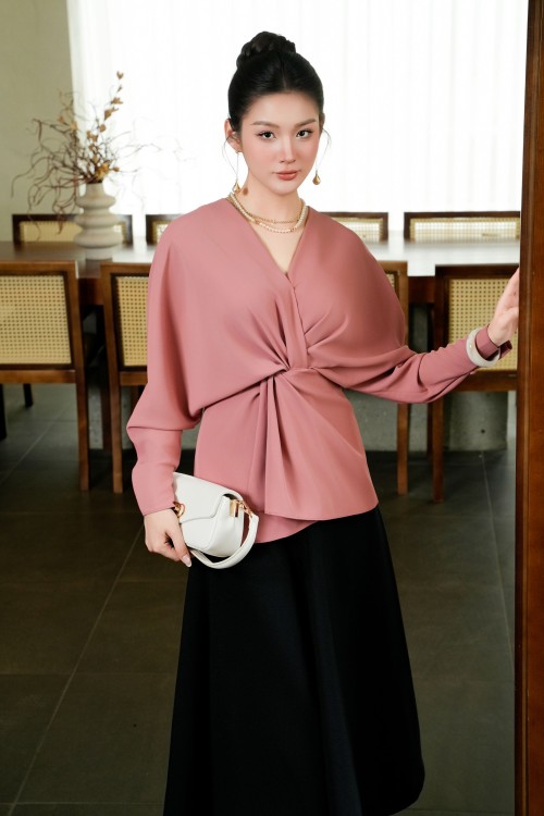 Sixdo Dusty Rose Silk Blouse