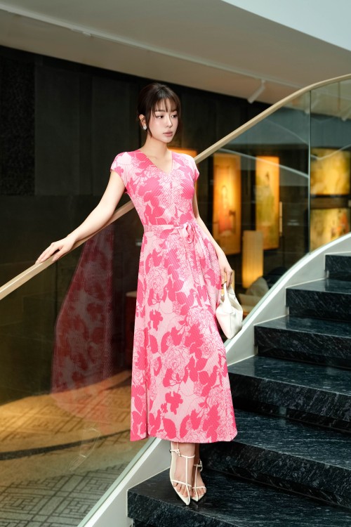 Raspberry Woven Loose Dress