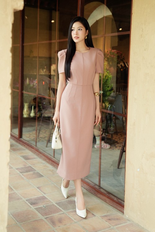Mauve Woven Pencil Dress