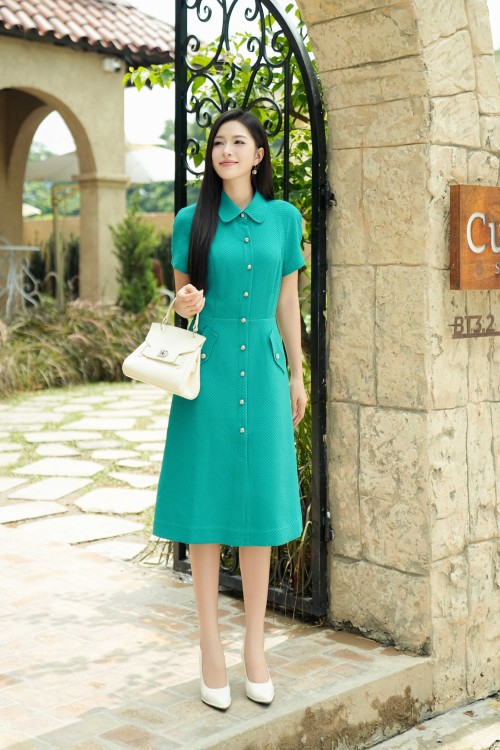 Dark Green Tendy Flared Dress