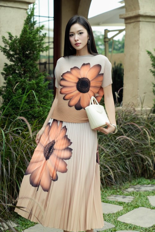 Brown Flared Woven Blouse