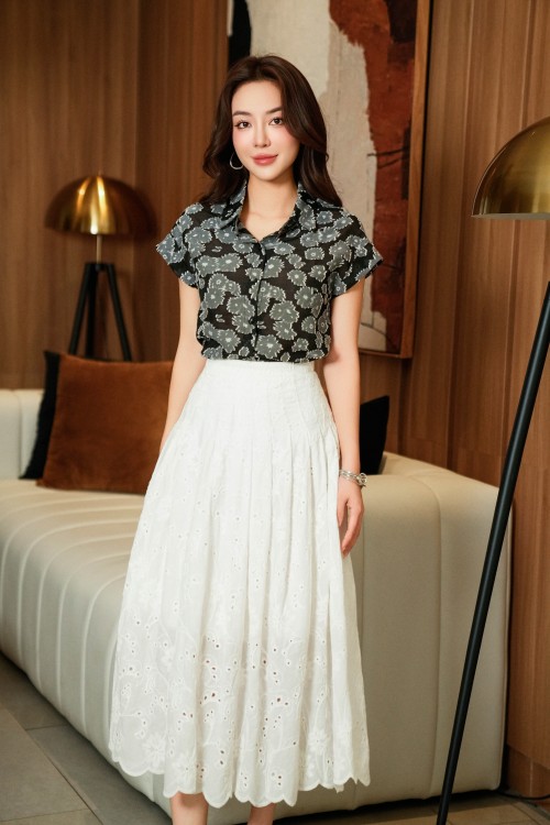 Black Floral Organza Shirt