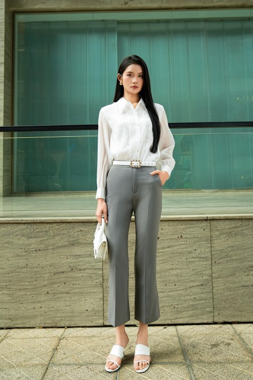 Dark Grey Woven Flared Pants