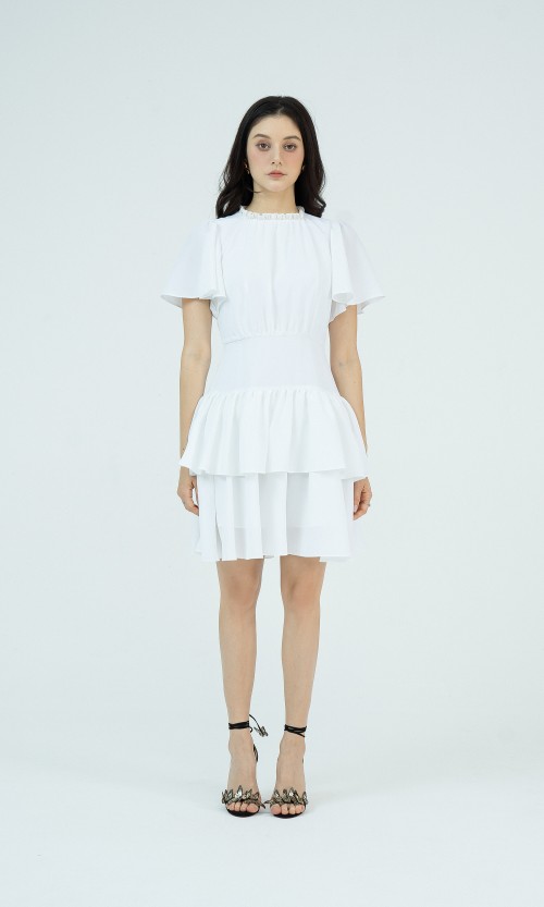 G-White Mini Woven Dress