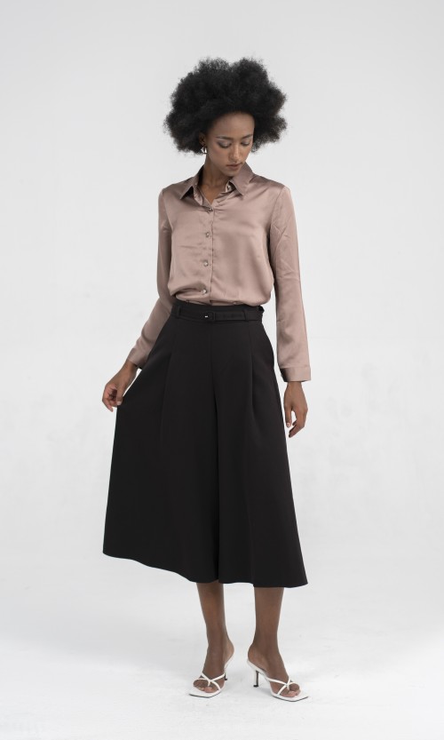 SIXDO Black Wide Leg Tuytsi Pant