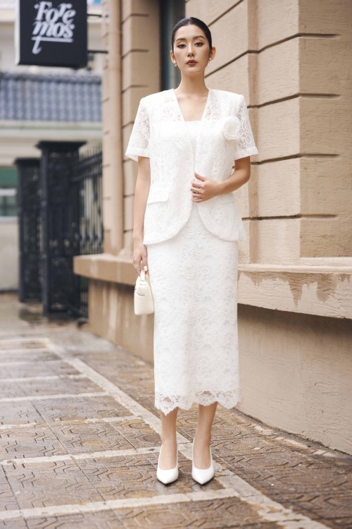 White Lace Pencil Dress