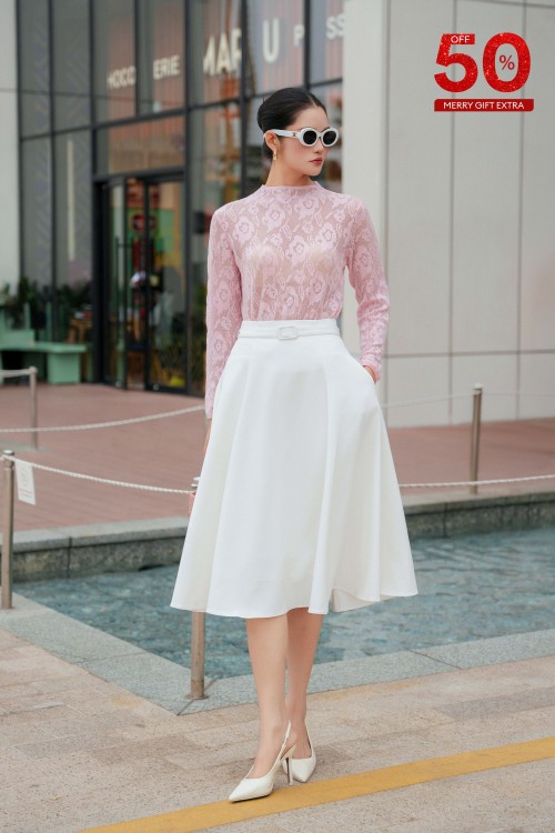 White Tuytsi Flared Skirt