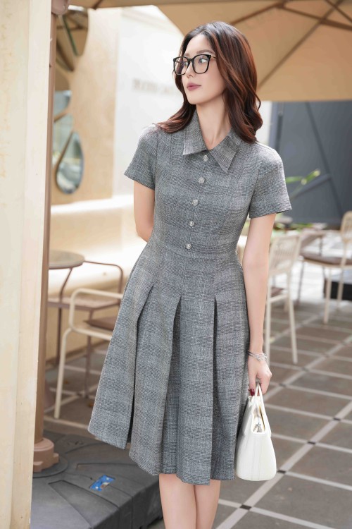 Sparkle Black Woven Flared Dress