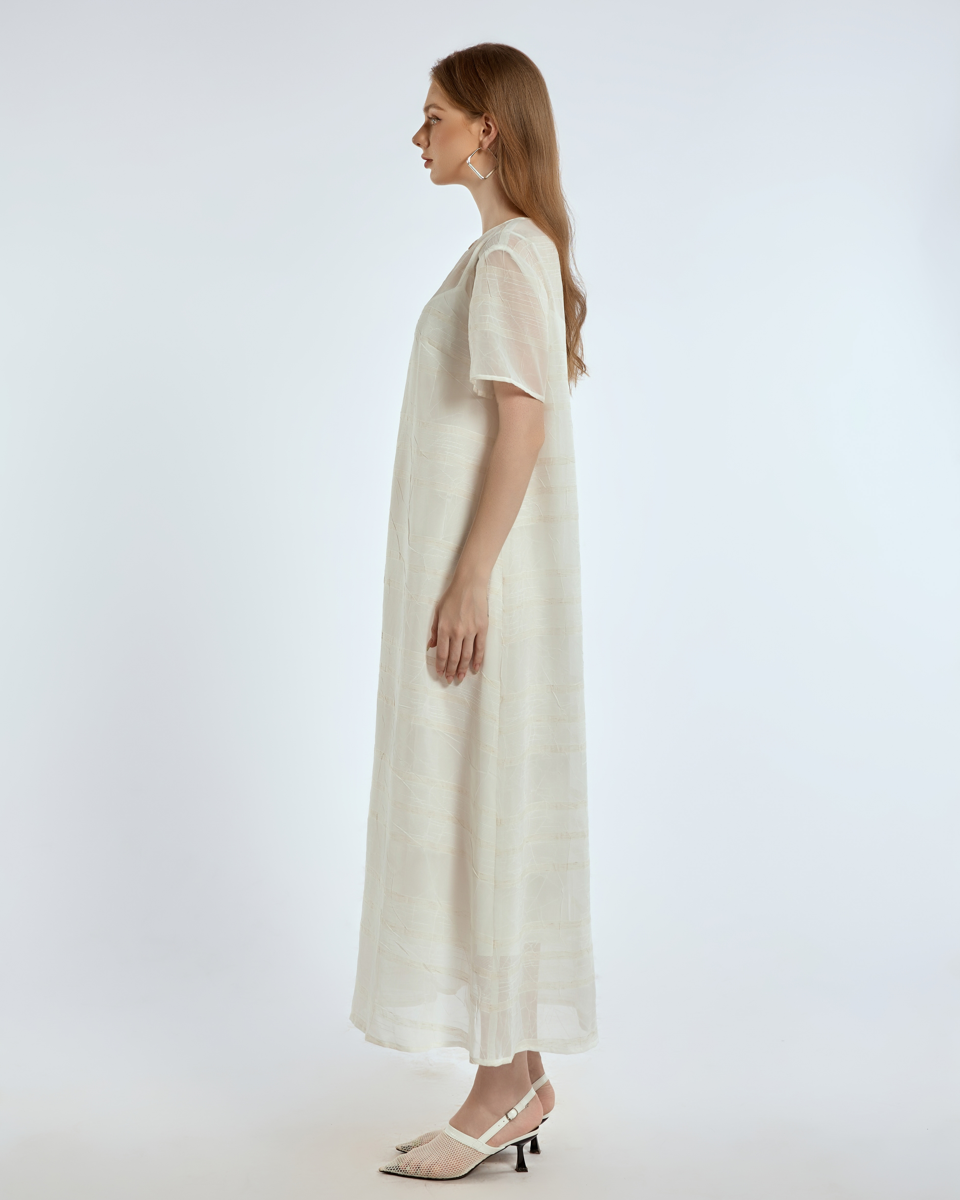 DRESS - SIXDO G-White Organza Loose Dress for Women