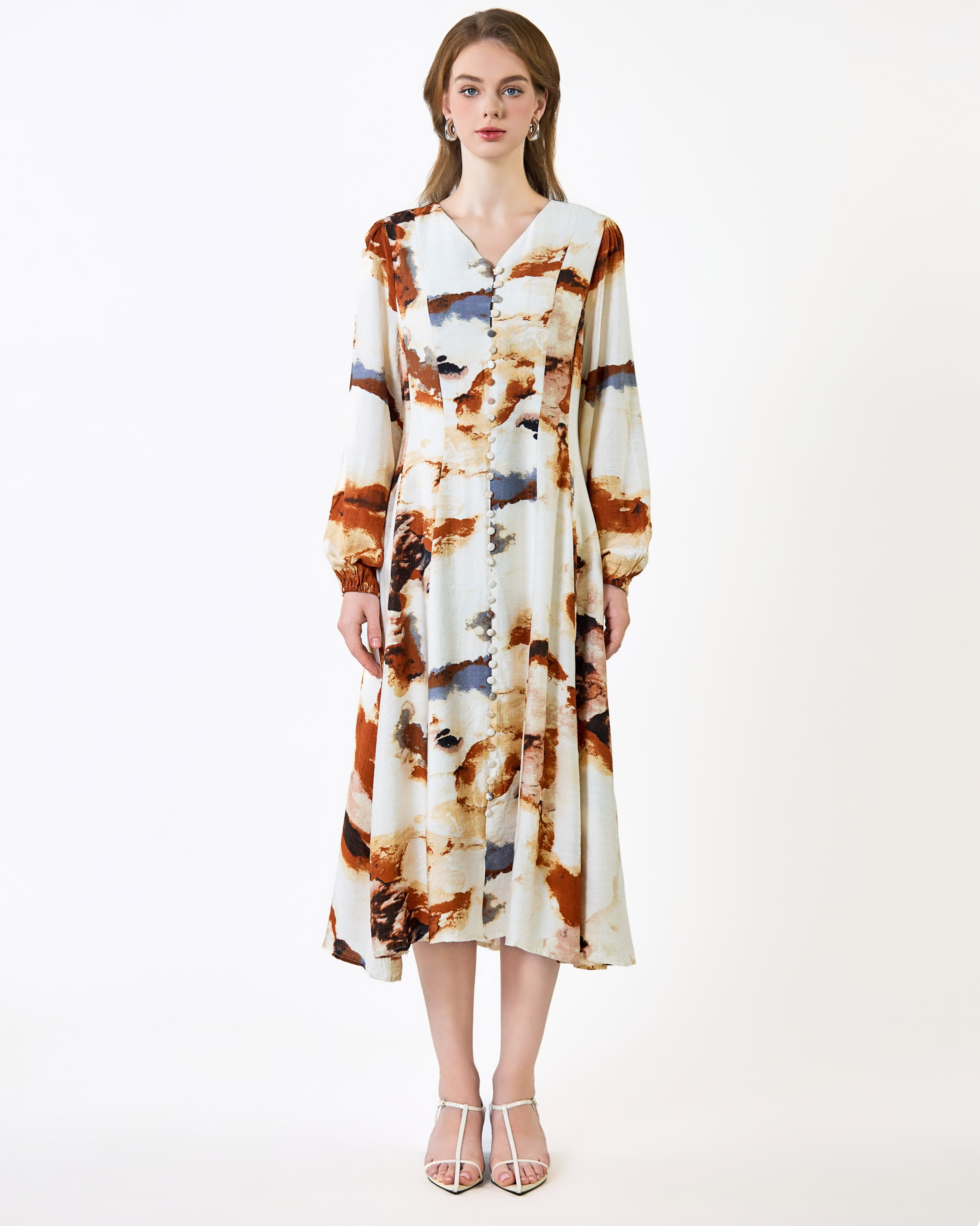 DRESS - SIXDO G-Brown Woven Loose Dress