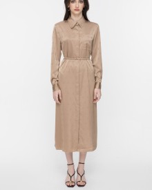 SIXDO Silk Loose Dress with Spread Collar