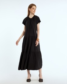 SIXDO G-Black Raw Loose Dress for Women