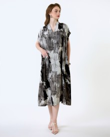 SIXDO6 G-Black V-Neck Woven Loose Dress