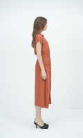 SIXDO G-Ochre Woven Flared Dress for Women