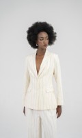 SIXDO Beige Stripe Linen Vest
