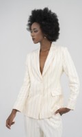 SIXDO Beige Stripe Linen Vest