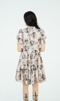 SIXDO Floral Mini Silk Dress
