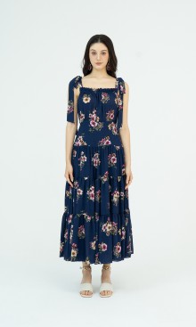 G-Navy Floral Maxi Woven Dress