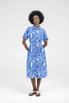 SIXDO Shirtwaist Raw Midi Dress