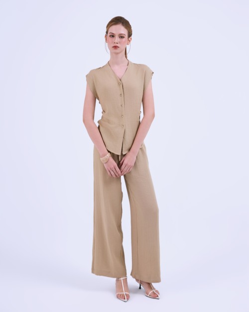 SIXDO G-Beige V-Neck Woven L Blouse